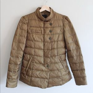 Structured Asymmetric Puffer in Olive Green